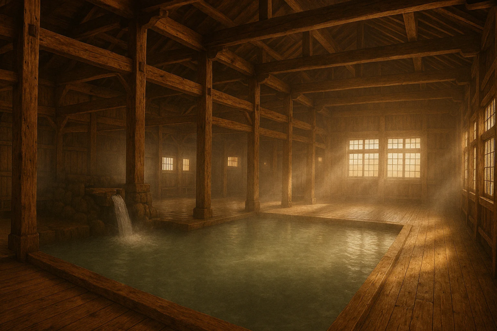 八甲田山麓の酸ヶ湯温泉の「ヒバ千人風呂」