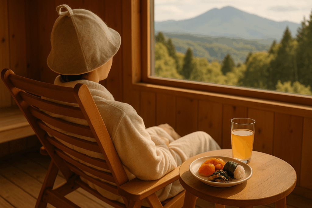 青森の郷土食と共に楽しむサウナ後の休憩時間