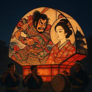 弘前ねぷたと城の夜