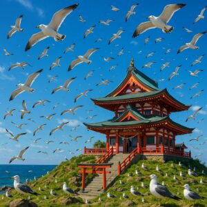 蕪島神社とウミネコ