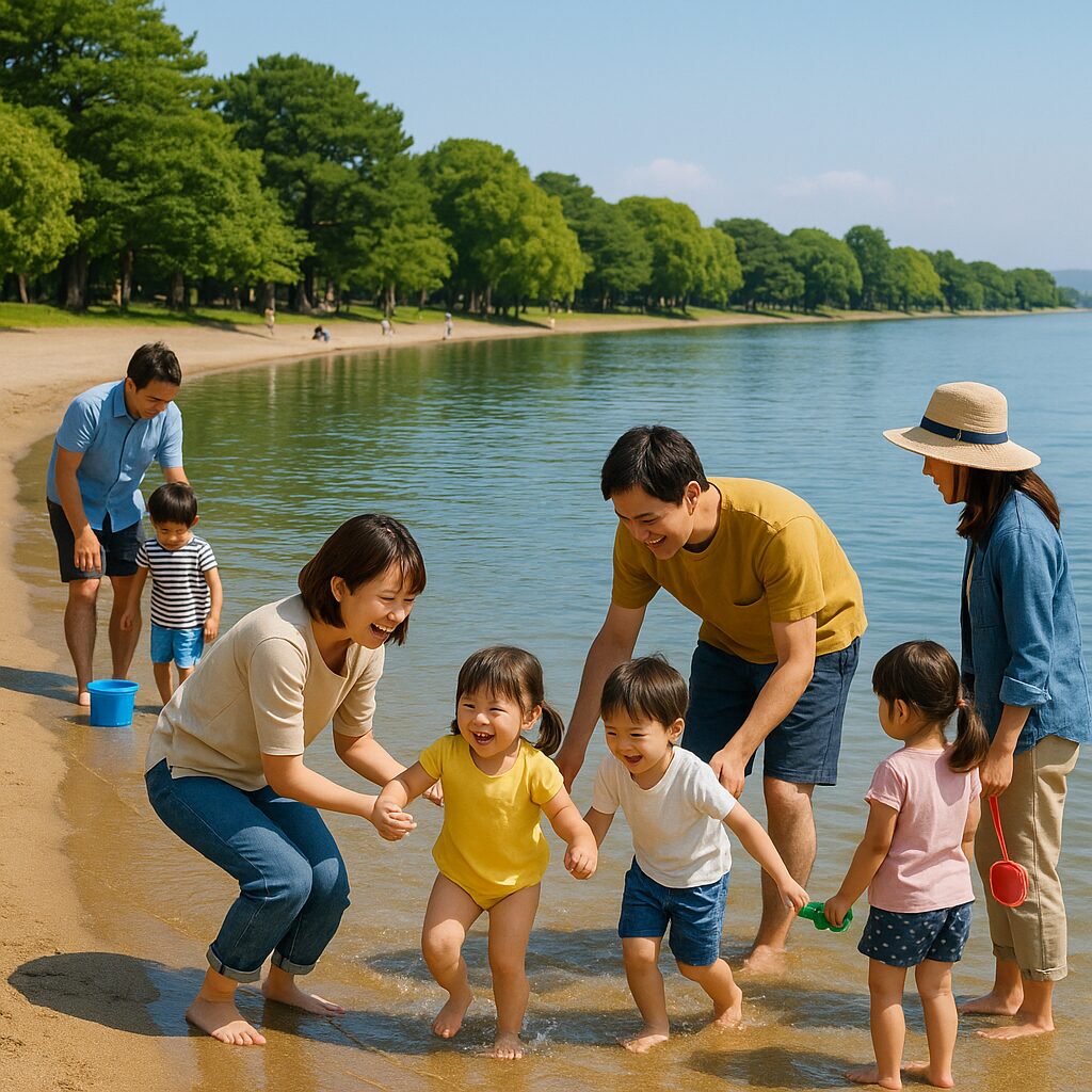 家族連れが楽しむ安心ビーチ（合浦公園海水浴場）